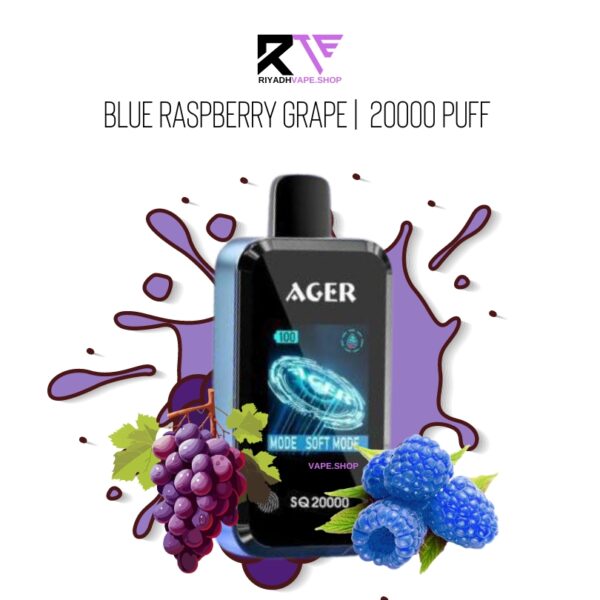 Ager SQ 20000 disposable Vape Blue Raspberry Grape.